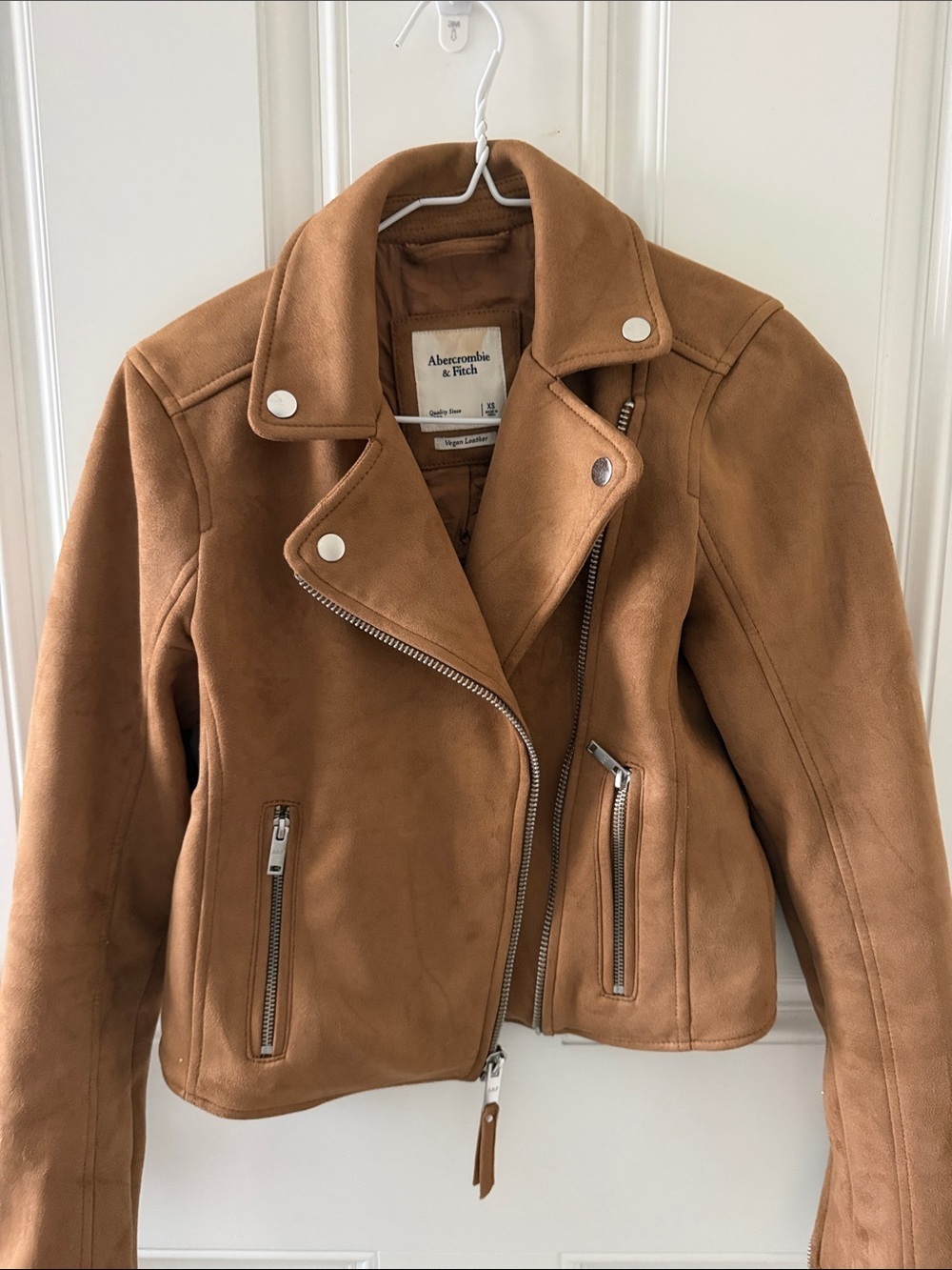 Abercrombie & Fitch Women's Cognac Faux Suede Moto Jacket